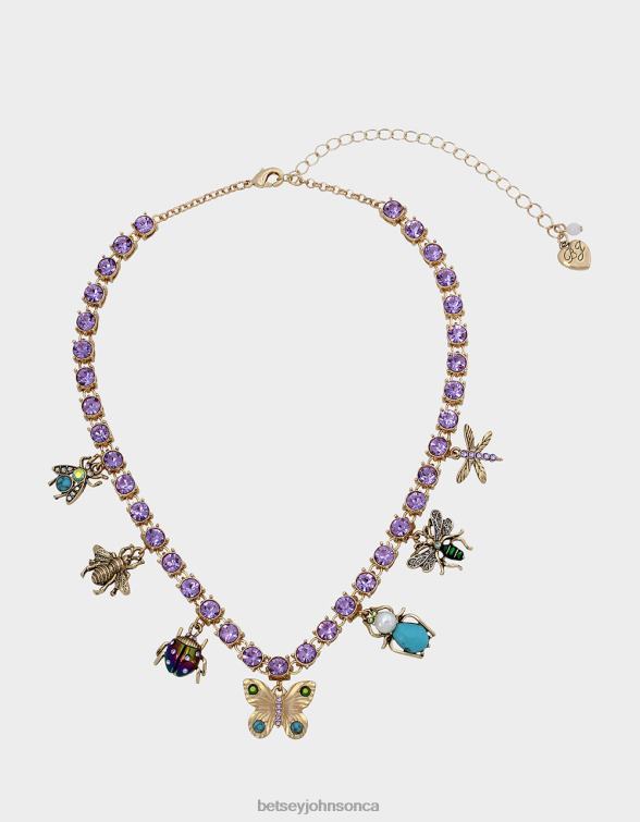 Women Buggin Out Butterfly Charm Tennis Necklace Multi Betsey Johnson Jewelry JHZ8F363