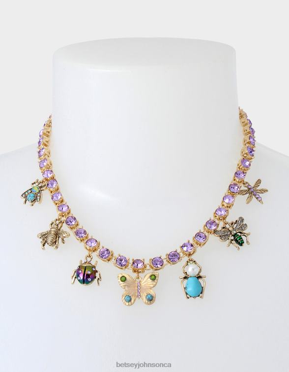 Women Buggin Out Butterfly Charm Tennis Necklace Multi Betsey Johnson Jewelry JHZ8F363