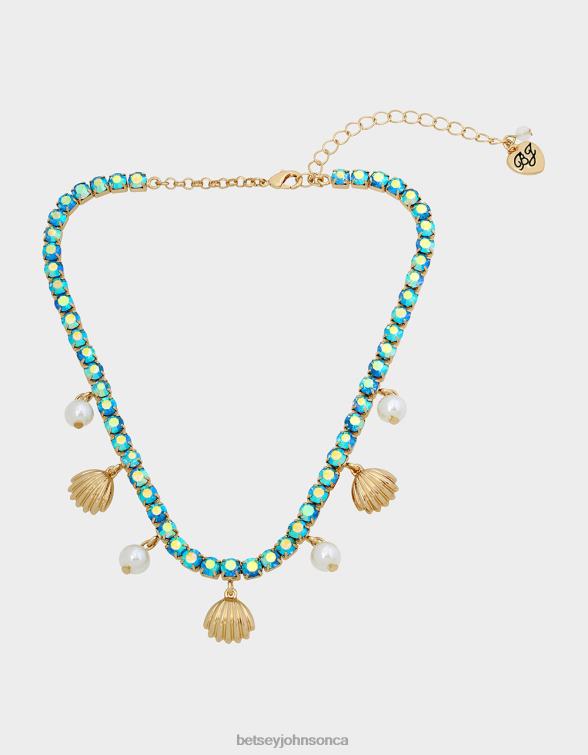 Women Cruise Control Shell Tennis Necklace Blue Betsey Johnson Jewelry JHZ8F311