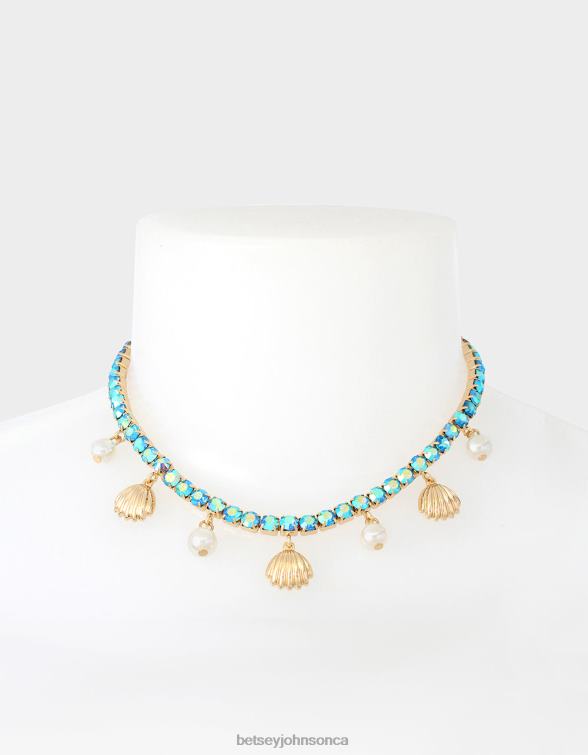 Women Cruise Control Shell Tennis Necklace Blue Betsey Johnson Jewelry JHZ8F311