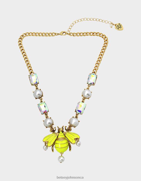 Women Flower Show Bee Short Pendant Yellow Betsey Johnson Jewelry JHZ8F357