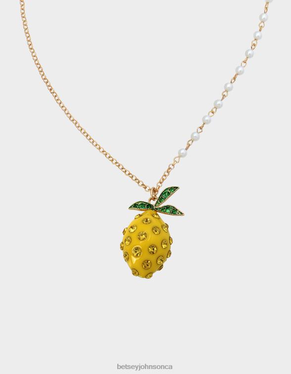Women Lemon Drop Long Pendant Necklace Yellow Betsey Johnson Jewelry JHZ8F342