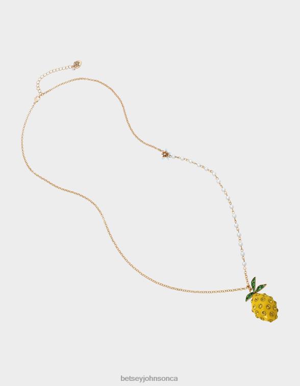 Women Lemon Drop Long Pendant Necklace Yellow Betsey Johnson Jewelry JHZ8F342