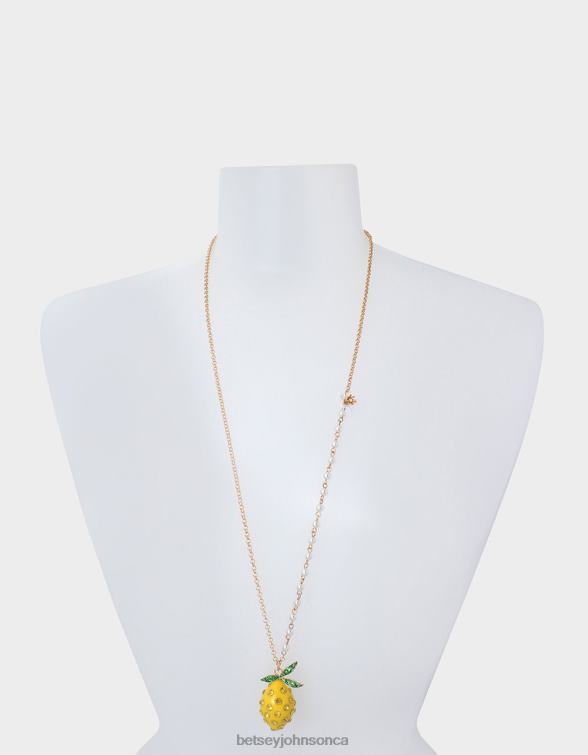 Women Lemon Drop Long Pendant Necklace Yellow Betsey Johnson Jewelry JHZ8F342