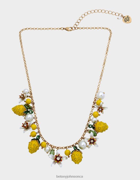Women Lemon Drop Shaky Lemon Necklace Yellow Betsey Johnson Jewelry JHZ8F315