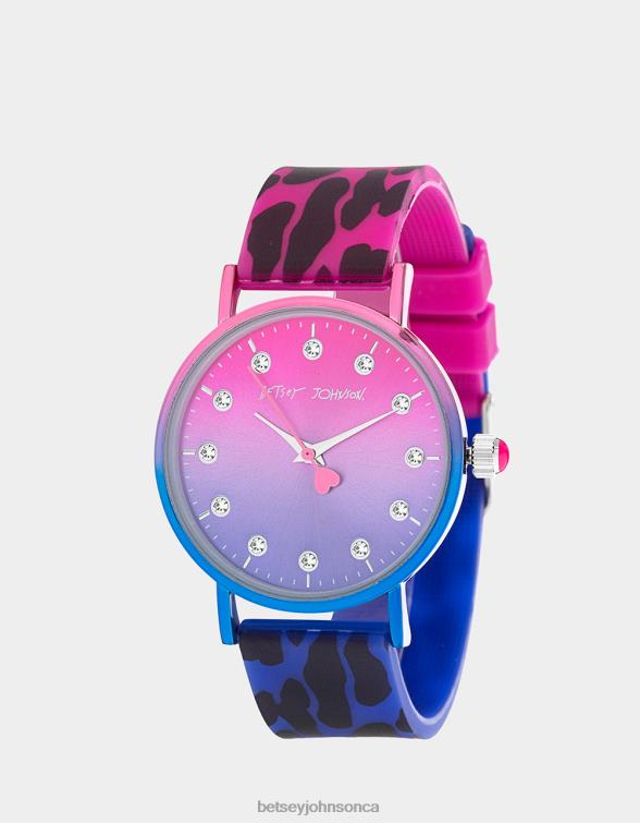 Women Betsey Time Ombre Leopard Watch Pink Multi Betsey Johnson Jewelry JHZ8F359