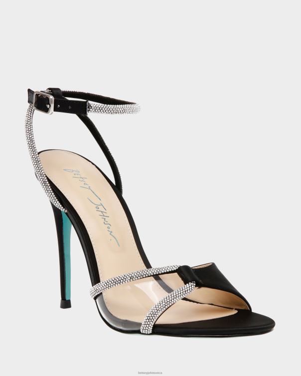 Women Vera Black Satin Betsey Johnson Shoes JHZ8F142